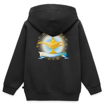 strahlende goldene orientalische Wunderlampe - Kinder Premium Organic Zip Hoodie - Schwarz - Hinten - AI Model Kid Male (0cm)