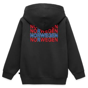 Norwegen - Kinder Premium Organic Zip Hoodie - Schwarz - Hinten - AI Model Kid Male (0cm)