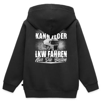 LKW-FAHRER - Kinder Premium Organic Zip Hoodie - Schwarz - Hinten - AI Model Kid Male (0cm)