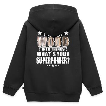 Bois - Sweat Premium à capuche zippé enfant bio - noir - Dos - AI Model Kid Male (0cm)