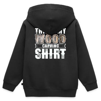 Sculpture sur bois - Sweat Premium à capuche zippé enfant bio - noir - Dos - AI Model Kid Male (0cm)