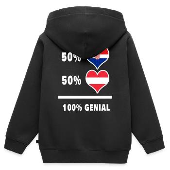 Croatie et Autriche Genial / Gift - Sweat Premium à capuche zippé enfant bio - noir - Dos - AI Model Kid Male (0cm)