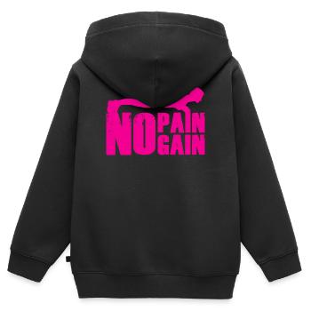 No Pain No Gain Krafttraining Silhouette - Kinder Premium Organic Zip Hoodie - Schwarz - Hinten - AI Model Kid Male (0cm)