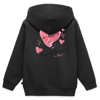 Cœur sur le chemin de Saint-Jacques-de-Compostelle - Sweat Premium à capuche zippé enfant bio - noir - Dos - AI Model Kid Male (0cm)