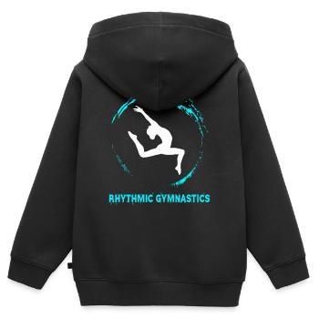 Gymnastique rythmique - Sweat Premium à capuche zippé enfant bio - noir - Dos - AI Model Kid Male (0cm)