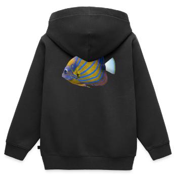poisson tropical - Sweat Premium à capuche zippé enfant bio - noir - Dos - AI Model Kid Male (0cm)