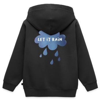 Let it rain Wolke Regen Tropfen Wetter launisch - Kinder Premium Organic Zip Hoodie - Schwarz - Hinten - AI Model Kid Male (0cm)