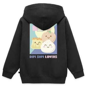 Dim Sum Amant - Sweat Premium à capuche zippé enfant bio - noir - Dos - AI Model Kid Male (0cm)