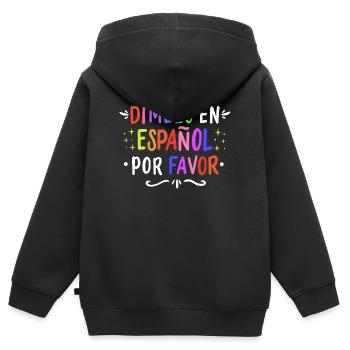 Espagnol Professeur d’espagnol Langue - Sweat Premium à capuche zippé enfant bio - noir - Dos - AI Model Kid Male (0cm)