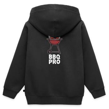 Barbecue Barbecue Grillagé Grillagé - Sweat Premium à capuche zippé enfant bio - noir - Dos - AI Model Kid Male (0cm)