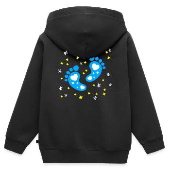Bébé Pieds Bébé Grossesse Bébé Naissance - Sweat Premium à capuche zippé enfant bio - noir - Dos - AI Model Kid Male (0cm)