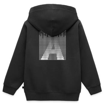 Lettre A, nom, la lettre A - Sweat Premium à capuche zippé enfant bio - noir - Dos - AI Model Kid Male (0cm)