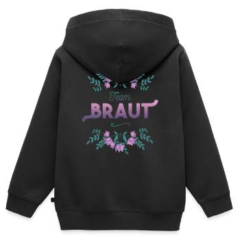 Team Braut mit Blumen Dekor - Kinder Premium Organic Zip Hoodie - Schwarz - Hinten - AI Model Kid Male (0cm)