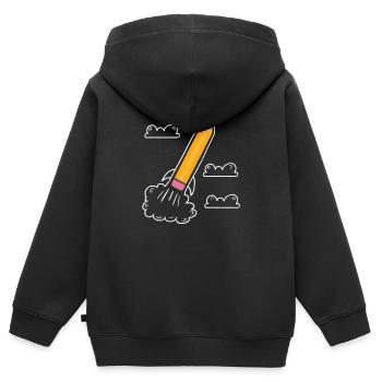 Premier jour d’école Début d’école - Sweat Premium à capuche zippé enfant bio - noir - Dos - AI Model Kid Male (0cm)