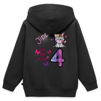 4 Geburtstag Regenbogen Pony Girlie - Kinder Premium Organic Zip Hoodie - Schwarz - Hinten - AI Model Kid Male (0cm)