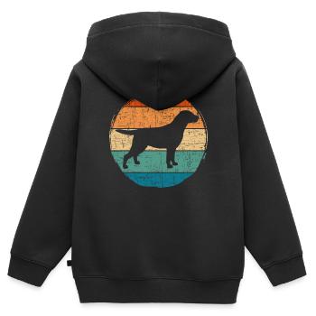 Retro Labrador Retriever Vintage Amateurs de chiens - Sweat Premium à capuche zippé enfant bio - noir - Dos - AI Model Kid Male (0cm)