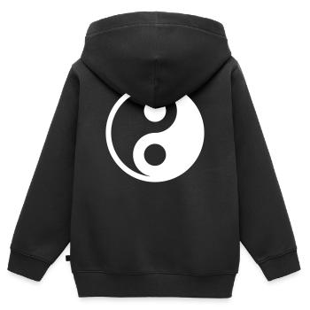 Yin Yang Vektor Perfekt Harmonisch Personalisieren - Kinder Premium Organic Zip Hoodie - Schwarz - Hinten - AI Model Kid Male (0cm)