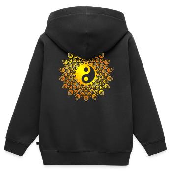 Yin Yang Taiji in Lebensblume orange - Kinder Premium Organic Zip Hoodie - Schwarz - Hinten - AI Model Kid Male (0cm)