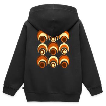 60er 70er Jahre Retro Muster Kreis Stilmuster - Kinder Premium Organic Zip Hoodie - Schwarz - Hinten - AI Model Kid Male (0cm)