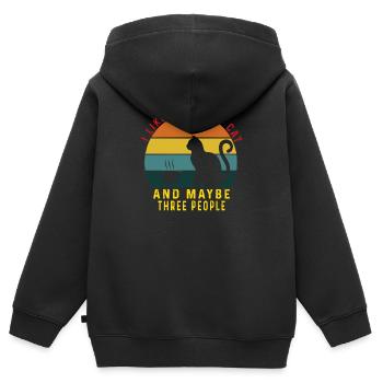 I Like Coffee Cats & Maybe 3 People Cat Coffee - Kids Premium Organic Zip-up Hoodie - black - Back - AI Model Kid Male (0cm)
