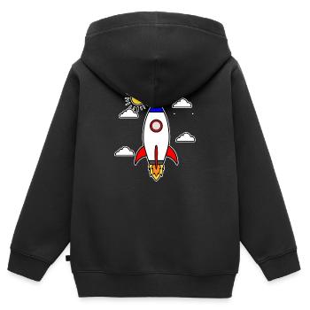Schulstart Rakete Raumschiff Schulbeginn Schule - Kinder Premium Organic Zip Hoodie - Schwarz - Hinten - AI Model Kid Male (0cm)