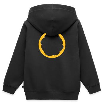 Cercle Rond Jaune - Sweat Premium à capuche zippé enfant bio - noir - Dos - AI Model Kid Male (0cm)