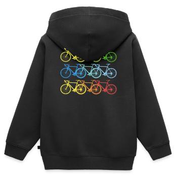 Fahrrad bunte Fahrräder coole Kunst geschenk - Kinder Premium Organic Zip Hoodie - Schwarz - Hinten - AI Model Kid Male (0cm)