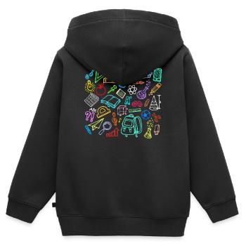 École Apprentissage Des timbales Début de l’école - Sweat Premium à capuche zippé enfant bio - noir - Dos - AI Model Kid Male (0cm)