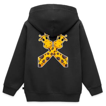 Girafe girafe - Sweat Premium à capuche zippé enfant bio - noir - Dos - AI Model Kid Male (0cm)