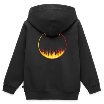circle on fire with Stars - Sweat Premium à capuche zippé enfant bio - noir - Dos - AI Model Kid Male (0cm)