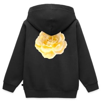 Rose Fleur - Sweat Premium à capuche zippé enfant bio - noir - Dos - AI Model Kid Male (0cm)