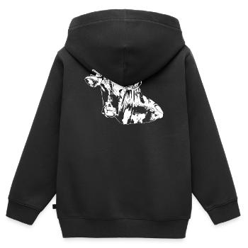 Vache Vaches Silhouettes Tête de Vache Blanc - Sweat Premium à capuche zippé enfant bio - noir - Dos - AI Model Kid Male (0cm)