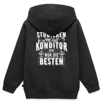 Konditor - Kinder Premium Organic Zip Hoodie - Schwarz - Hinten - AI Model Kid Male (0cm)