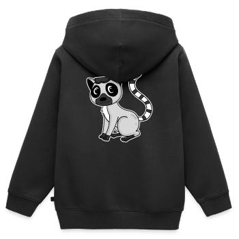 Lemur Primat Geschenk - Kinder Premium Organic Zip Hoodie - Schwarz - Hinten - AI Model Kid Male (0cm)