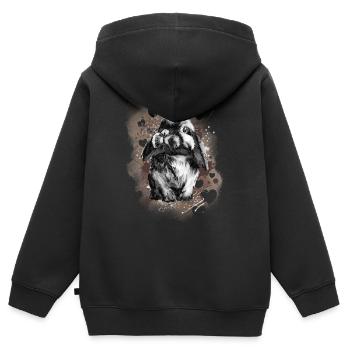 Lapin lapin - Sweat Premium à capuche zippé enfant bio - noir - Dos - AI Model Kid Male (0cm)