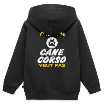 Cane Corso - Sweat Premium à capuche zippé enfant bio - noir - Dos - AI Model Kid Male (0cm)