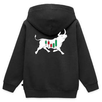 Bulletins d’actions - Sweat Premium à capuche zippé enfant bio - noir - Dos - AI Model Kid Male (0cm)