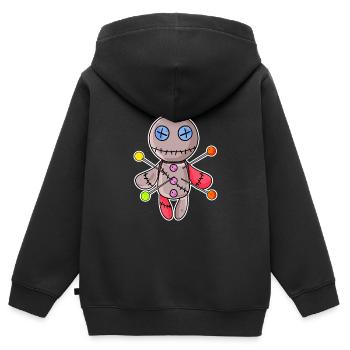 Vaudou doll - Sweat Premium à capuche zippé enfant bio - noir - Dos - AI Model Kid Male (0cm)