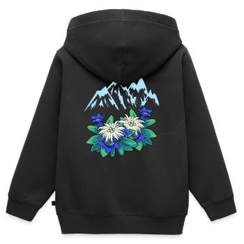 Gebirge Berge Enzian Alpen Berg Tirol Alm - Kinder Premium Organic Zip Hoodie - Schwarz - Hinten - AI Model Kid Male (0cm)