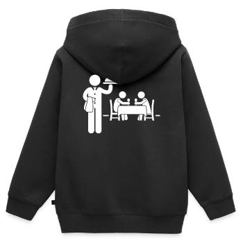 Kellnerin Kellner - Kinder Premium Organic Zip Hoodie - Schwarz - Hinten - AI Model Kid Male (0cm)
