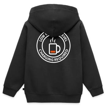 Kaffeetasse Akku aufladen Ladebalken Kaffeetrinker - Kinder Premium Organic Zip Hoodie - Schwarz - Hinten - AI Model Kid Male (0cm)