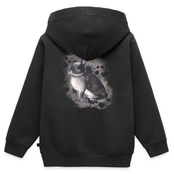 Lapin lapin - Sweat Premium à capuche zippé enfant bio - noir - Dos - AI Model Kid Male (0cm)