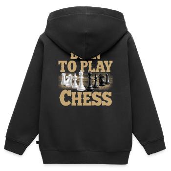 Born To Play Chess - Sweat Premium à capuche zippé enfant bio - noir - Dos - AI Model Kid Male (0cm)