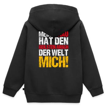 Meine Frau hat den geilsten Arsch - Kinder Premium Organic Zip Hoodie - Schwarz - Hinten - AI Model Kid Male (0cm)