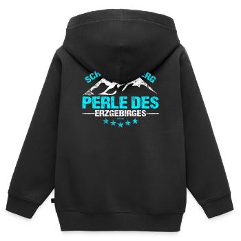 Perle des Erzgebirges - Kinder Premium Organic Zip Hoodie - Schwarz - Hinten - AI Model Kid Male (0cm)
