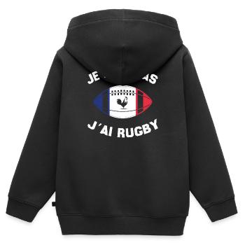 Je Peux Pas J'ai Rugby - Sweat Premium à capuche zippé enfant bio - noir - Dos - AI Model Kid Male (0cm)