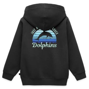 Dauphin dauphin - Sweat Premium à capuche zippé enfant bio - noir - Dos - AI Model Kid Male (0cm)