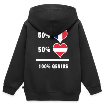 France et Autriche Genial / Cadeau - Sweat Premium à capuche zippé enfant bio - noir - Dos - AI Model Kid Male (0cm)