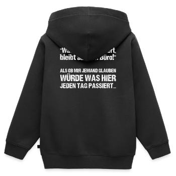 Was im Büro Passiert bleibt auch im Büro - Kinder Premium Organic Zip Hoodie - Schwarz - Hinten - AI Model Kid Male (0cm)