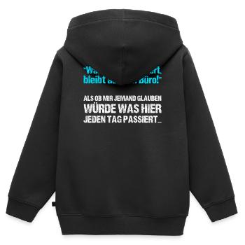 Was im Büro Passiert bleibt auch im Büro - Kinder Premium Organic Zip Hoodie - Schwarz - Hinten - AI Model Kid Male (0cm)